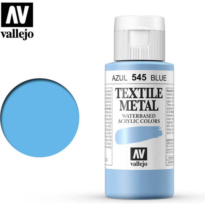 Textile Color Metallic Acrylic Paint - Vallejo 60ml - Metallic Blue 40545