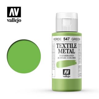 Textile Color Metallic Acrylic Paint - Vallejo 60ml - Metallic Green 40547