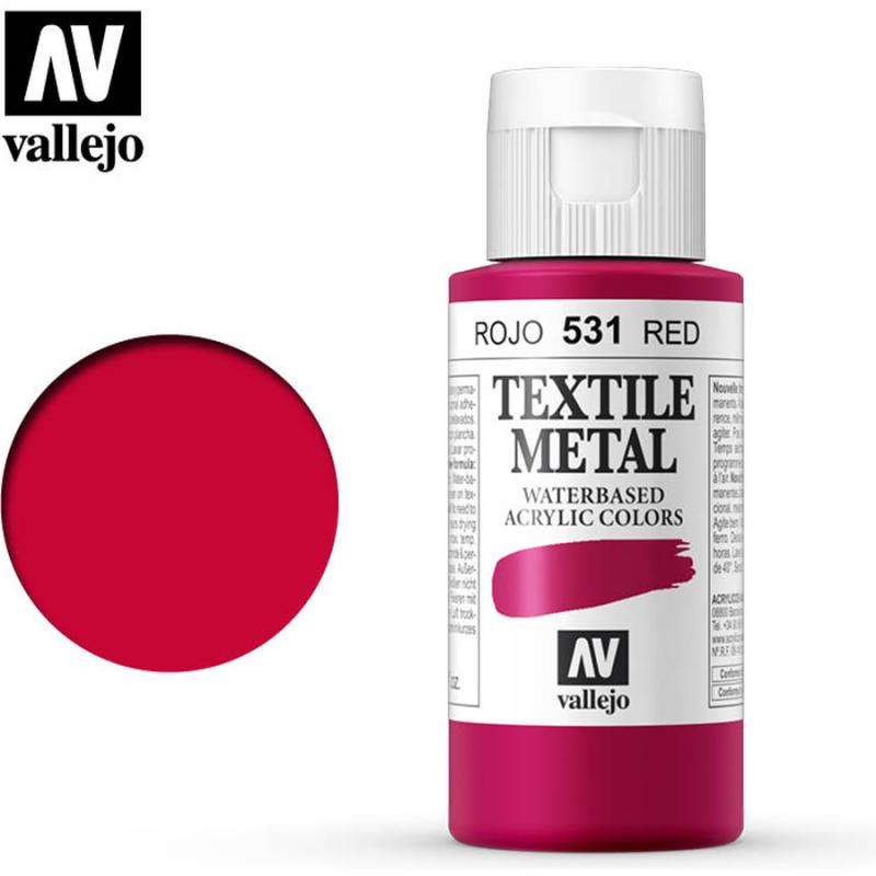 Textile Color Metallic Acrylic Paint - Vallejo 60ml - Metallic Red 40531