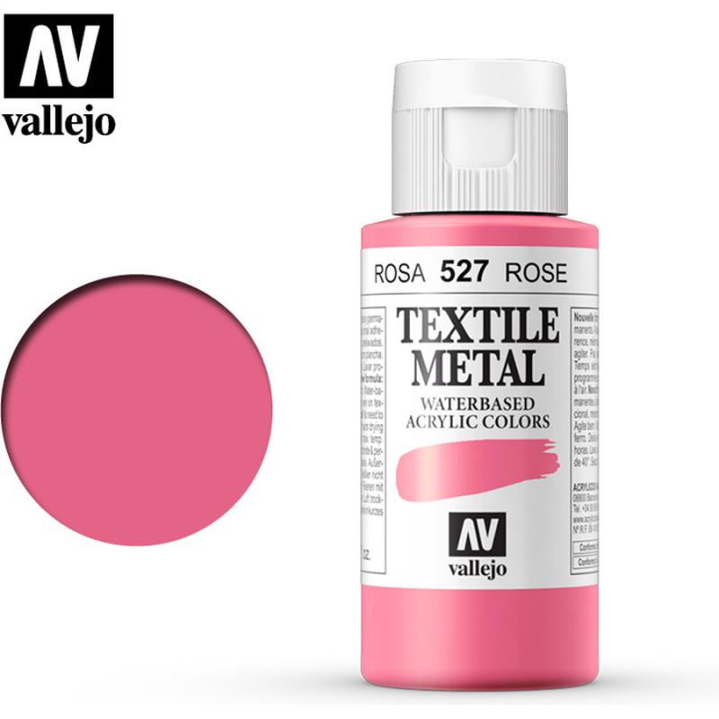 Textile Color Metallic Acrylic Paint - Vallejo 60ml - Metallic Pink 40527