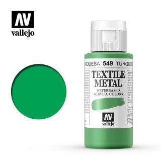 Textile Color Metallic Acrylic Paint - Vallejo 60ml - Metallic Turquoise 40549