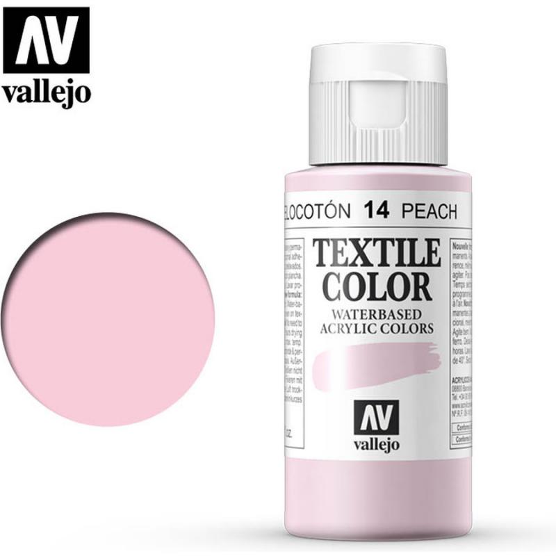 Textile Color Acrylic Paint - Vallejo 60ml - Peach 40014