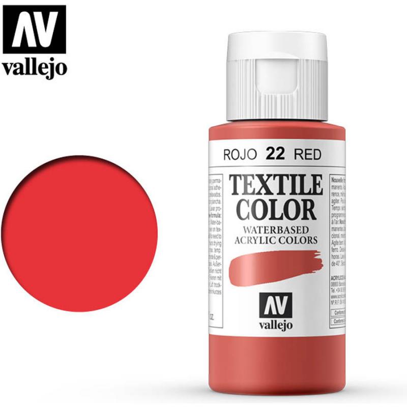 Textile Color Acrylic Paint - Vallejo 60ml - Red 40022