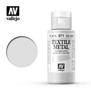 Textile Color Metallic Acrylic Paint - Vallejo 60ml - Metallic Silver 40571