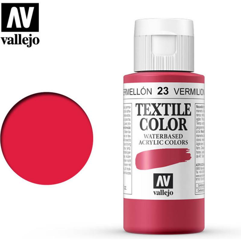 Textile Color Acrylic Paint - Vallejo 60ml - Vermillion 40023