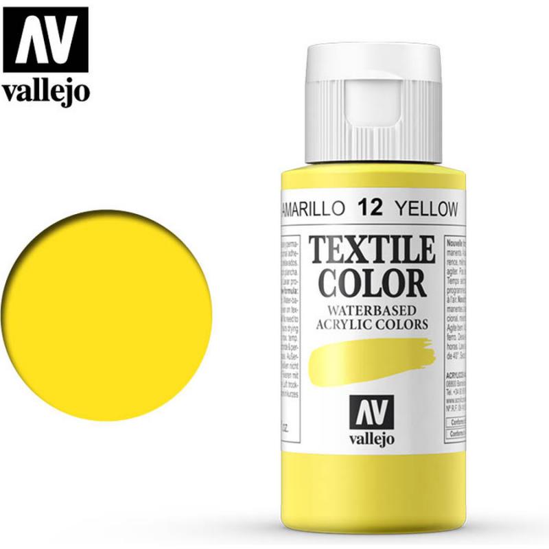 Textile Color Acrylic Paint - Vallejo 60ml - Yellow 40012