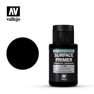 Surface Primer Acrylic-Polyurethane - Vallejo 32ml - Gloss Black Primer