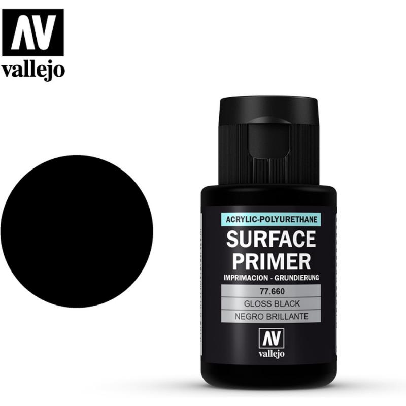 Surface Primer Acrylic-Polyurethane - Vallejo 32ml - Gloss Black Primer