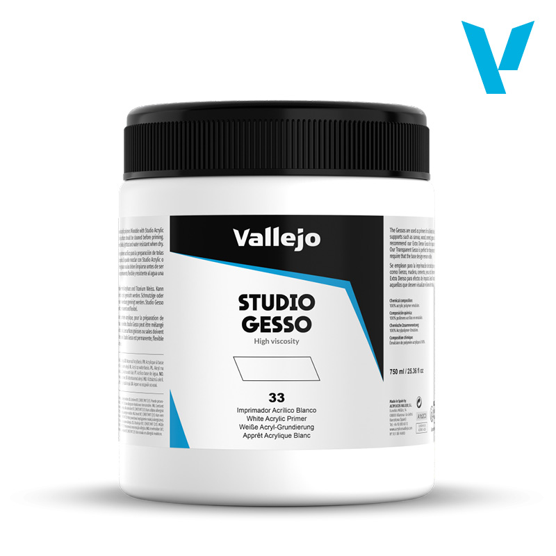 Studio Gesso Acrylic Primer - Vallejo 750ml Pot - No33 - 28033