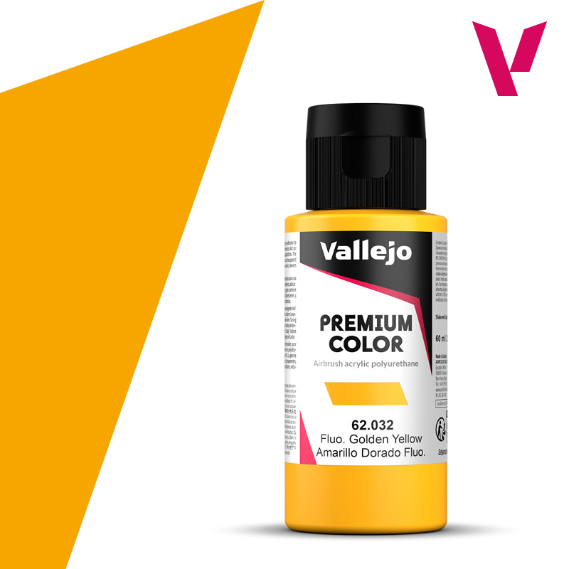 Premium Airbrush Fluorescent Colour - Vallejo 60ml - Golden Yellow Fluorescent 6