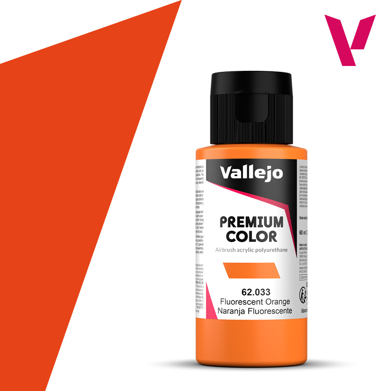 Premium Airbrush Fluorescent Colour - Vallejo 60ml - Orange Fluorescent 62033