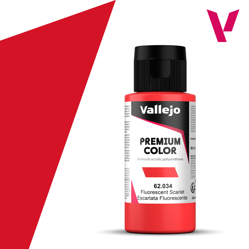Premium Airbrush Fluorescent Colour - Vallejo 60ml - Scarlet Fluorescent 62034