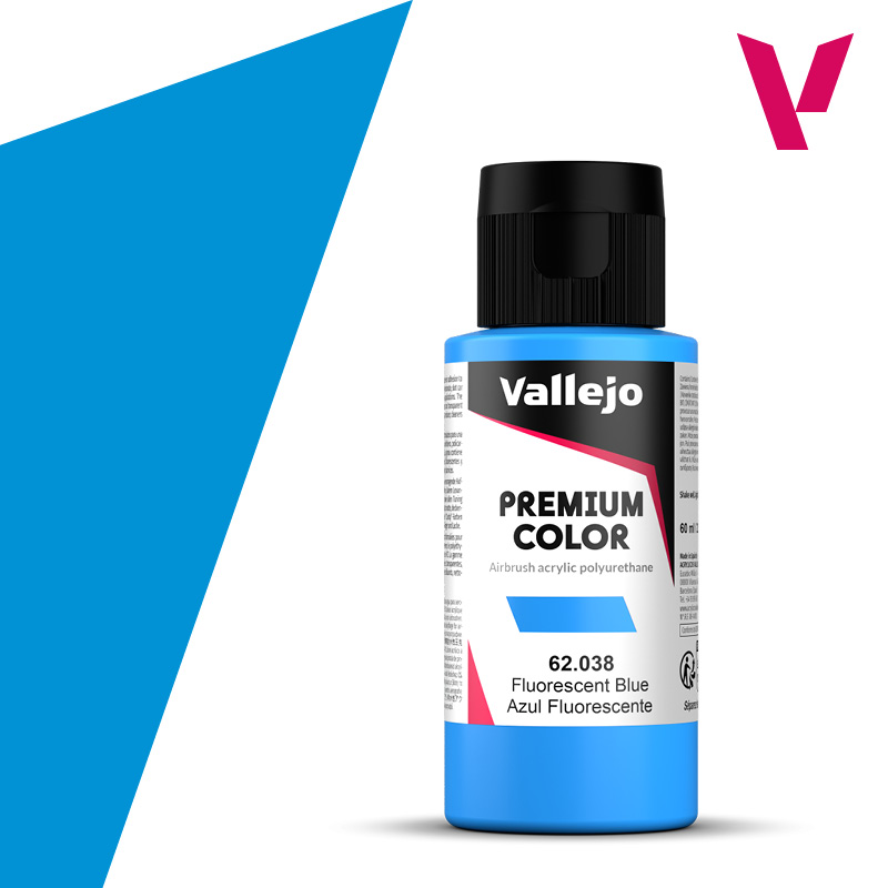 Premium Airbrush Fluorescent Colour - Vallejo 60ml - Blue Fluorescent 62038