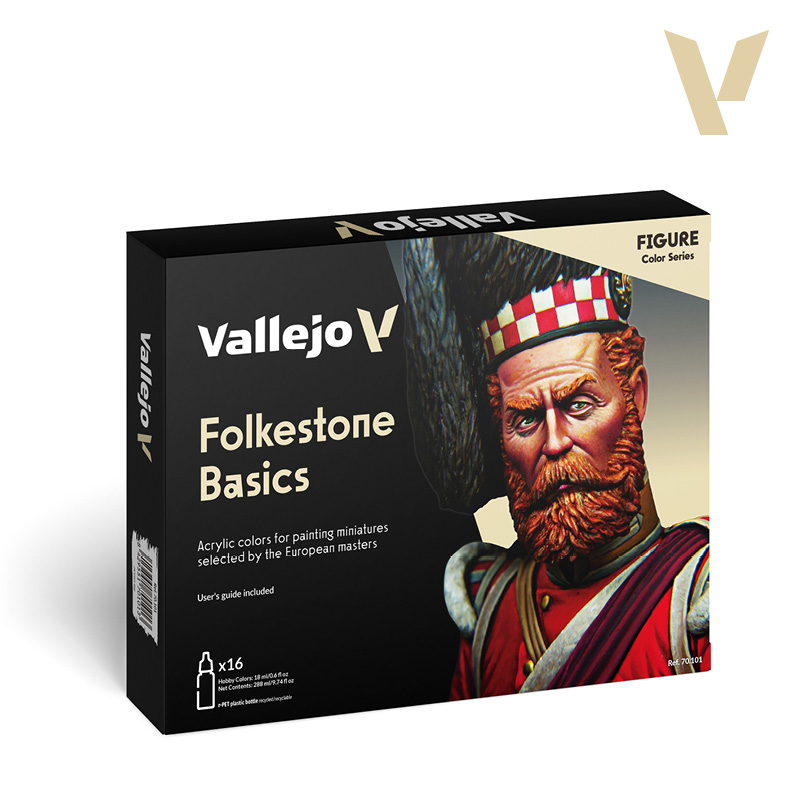 Model Color Paint Set - Vallejo 16x17ml Colour Set - Folkstone Basics Colours 70