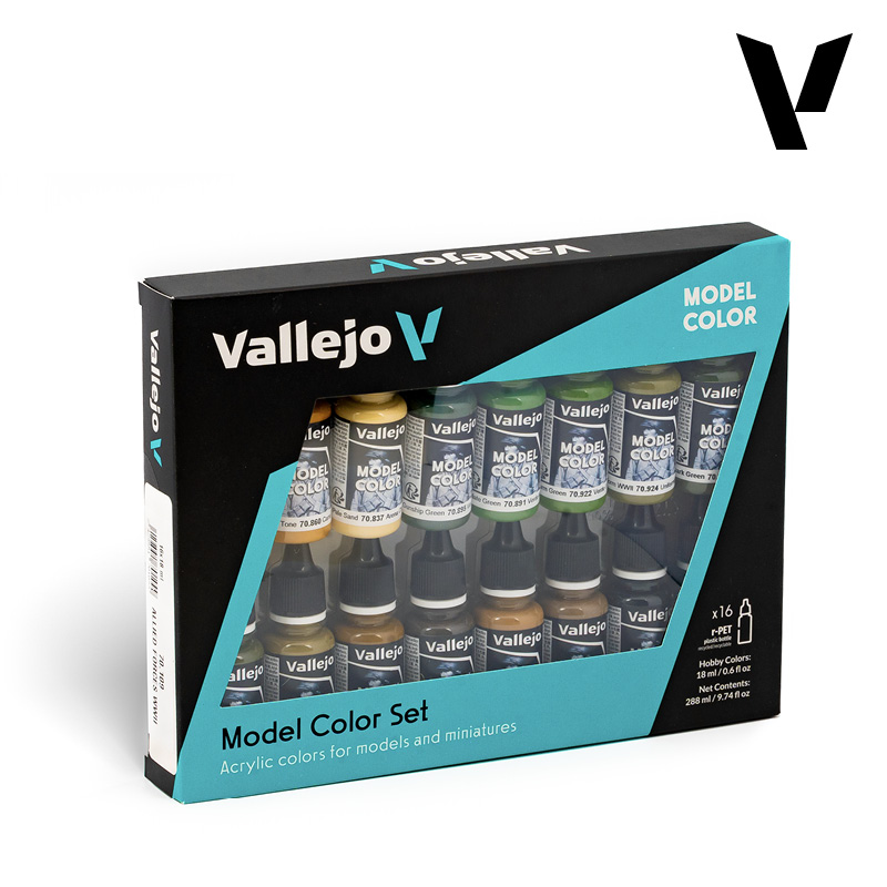 Model Color Paint Set - Vallejo 16x17ml Colour Set - WW II Allieds 70109