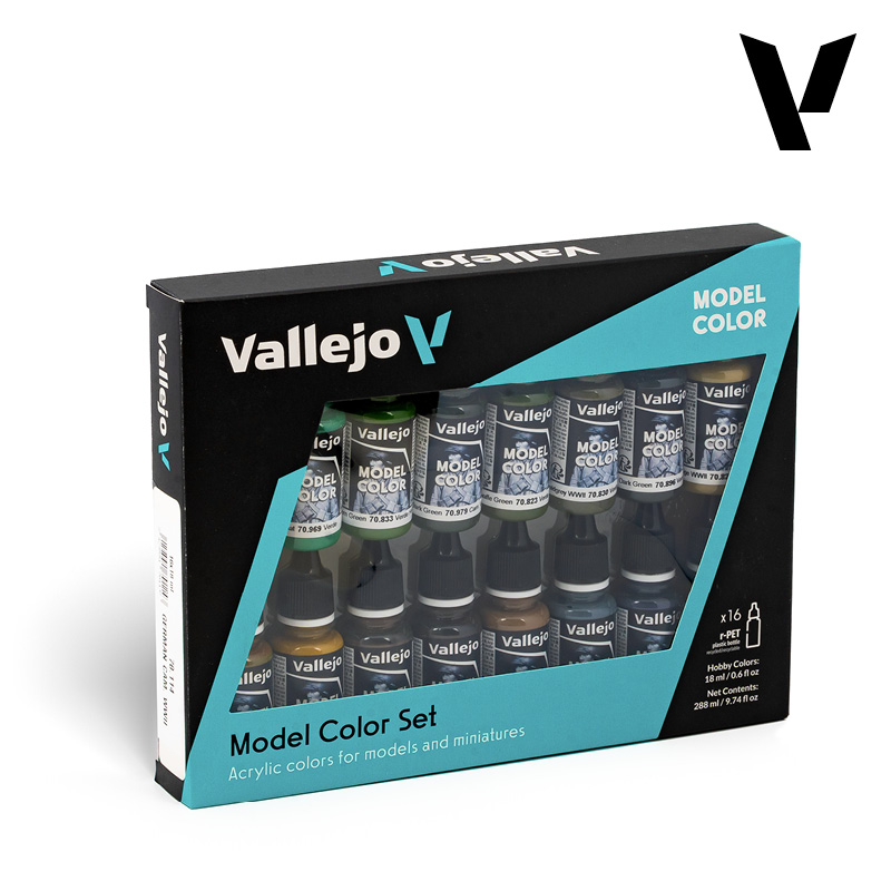 Model Color Paint Set - Vallejo 16x17ml Colour Set - WW II German Camouflage 701