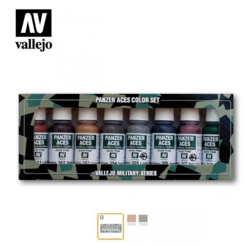 Panzer Aces Military Series Paint Set - Vallejo 8x17ml Colour Set - Set 1 Rust-T