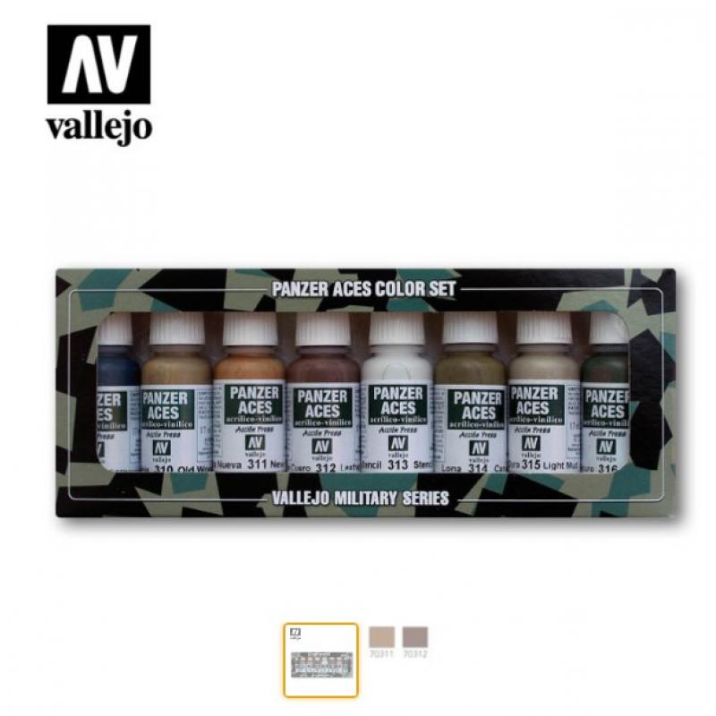 Panzer Aces Military Series Paint Set - Vallejo 8x17ml Colour Set - Set 2 Wood-L