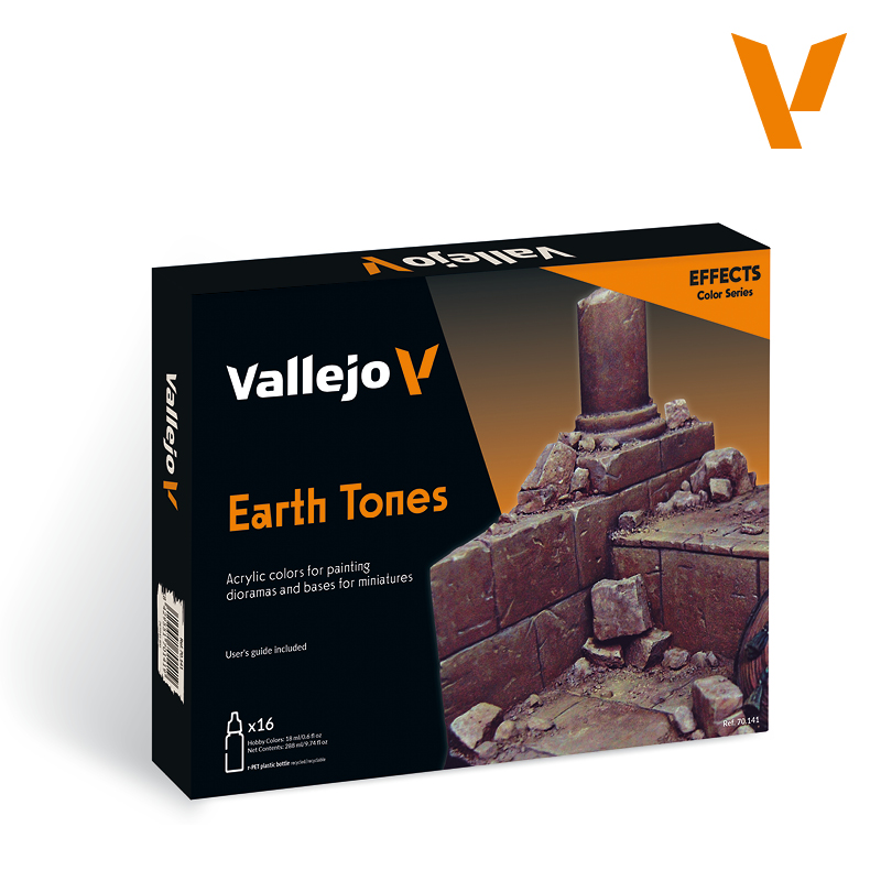 Model Color Paint Set - Vallejo 16x17ml Colour Set - Earthtones 70141