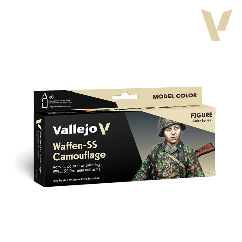 Model Color Paint Set - Vallejo 8x17ml Colour Set - Waffen SS Camouflage 70180