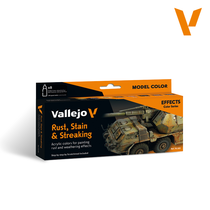 Model Color Paint Set - Vallejo 8x17ml Colour Set - Rust-Stains and Streaking
