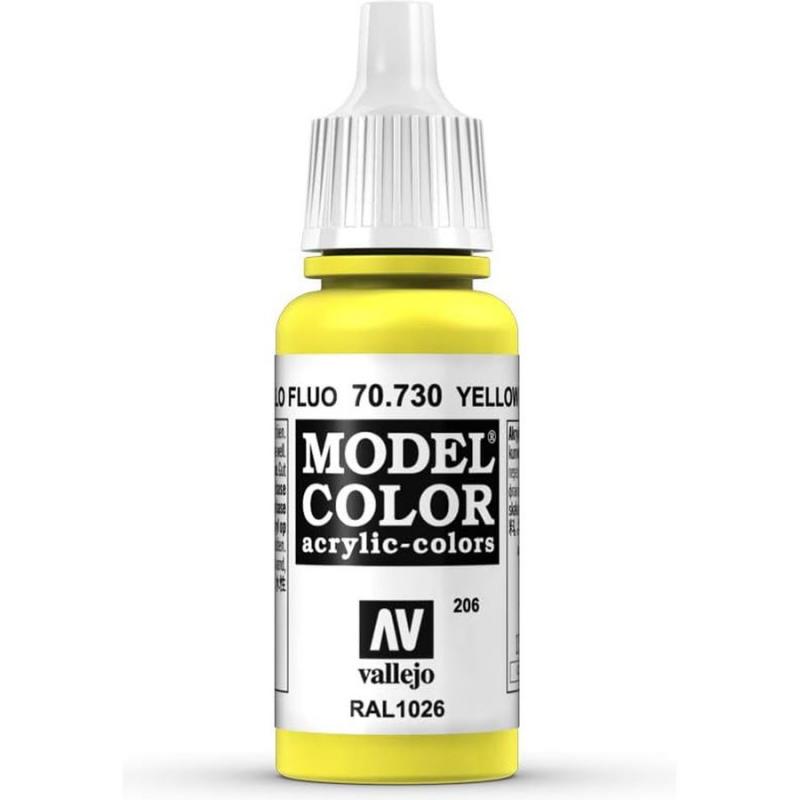 Model Color Acrylic Fluorescent Paint - Vallejo 17ml - Yellow Fluo 70730