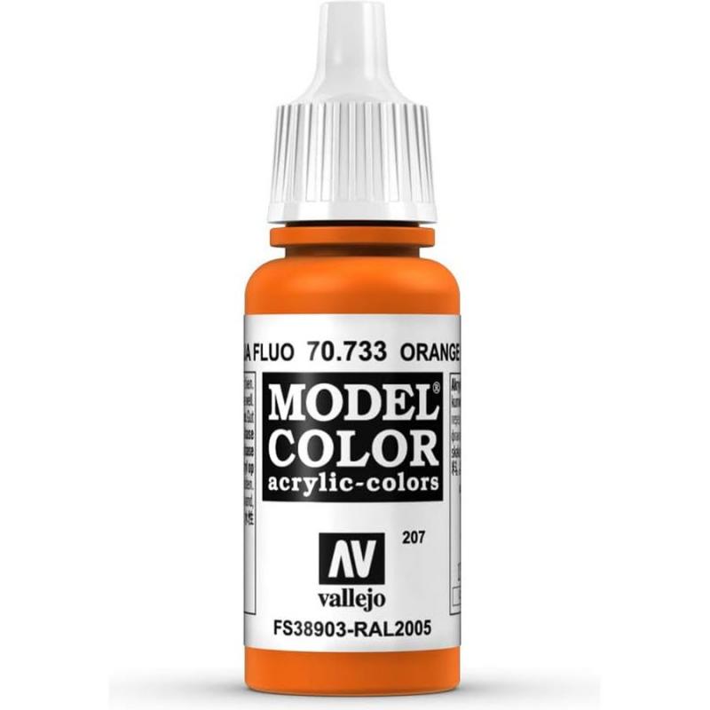 Model Color Acrylic Fluorescent Paint - Vallejo 17ml - Orange Fluo 70733 - FS389