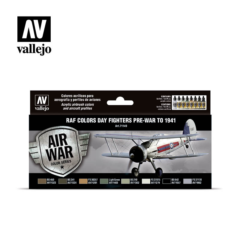 Model Air Paint Set - Vallejo 8x17ml Colour Set - Day Fighters Pre-War To 1941 7