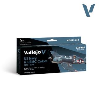 Model Air Paint Set - Vallejo 8x17ml Colour Set - US Navy & UMSC WWII 1940-1945