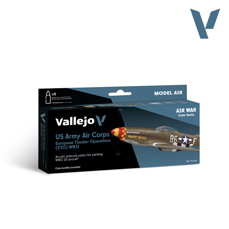 Model Air Paint Set - Vallejo 8 Colour Set - US Army Air Corps European Theater