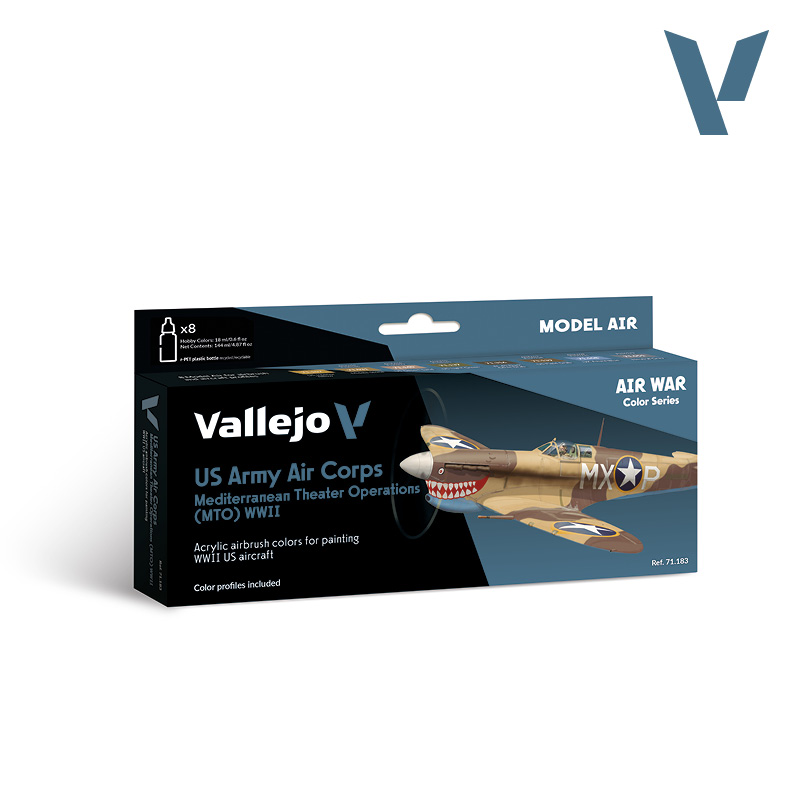 Model Air Paint Set - Vallejo 8 Colour Set - US Army Air Corps Mediterranean Th
