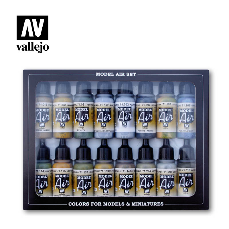 Model Air Paint Set - Vallejo 16 Colour Set - WWII USAAF Aircraft 71185