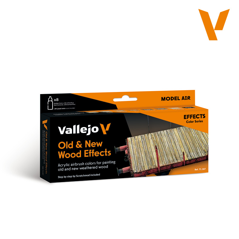 Model Air Paint Set - Vallejo 8x17ml Colour Set - Old & New Wood Effect 71187