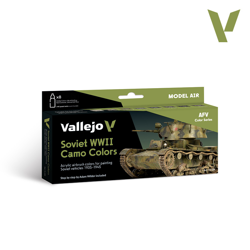 Model Air Paint Set - Vallejo 8x17ml Colour Set - Soviet WWII Camo Colors by Ada