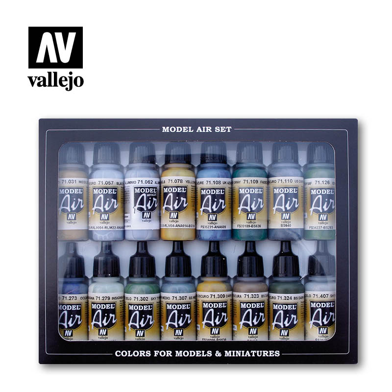 Model Air Paint Set - Vallejo 16x17ml Colour Set - WWII British Aircraft RAF & F