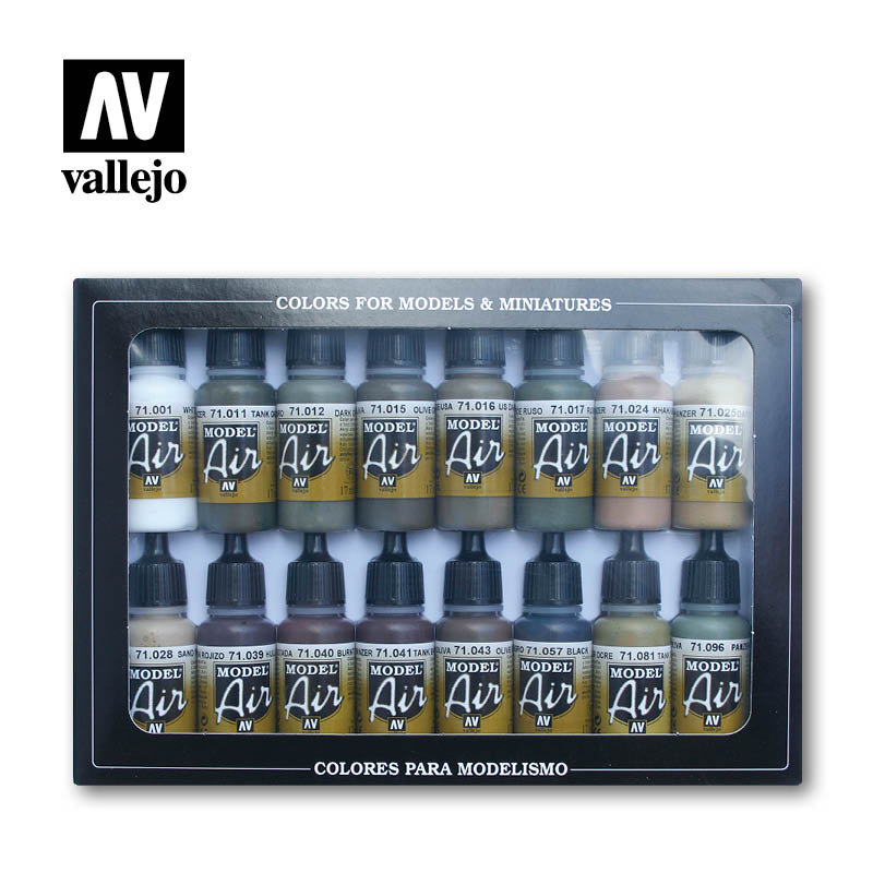 Model Air Paint Set - Vallejo 16x17ml Colour Set - WWII German Extreme MDG Tank