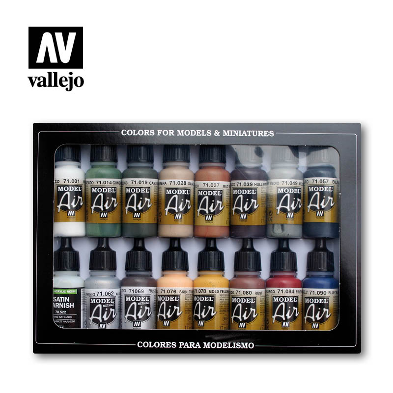 Model Air Paint Set - Vallejo 16x17ml Colour Set - Railway Colors Europe 71191
