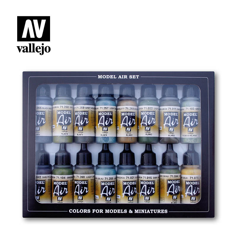 Model Air Paint Set - Vallejo 16x17ml Colour Set - 15 RLM UDS Complete Set + 1