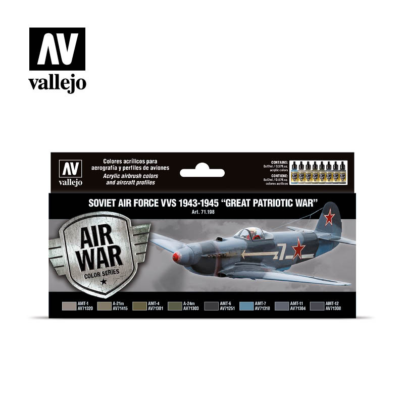 Model Air Paint Set - Vallejo 8x17ml Colour Set - 1943 To 1945 - Great Patrioti