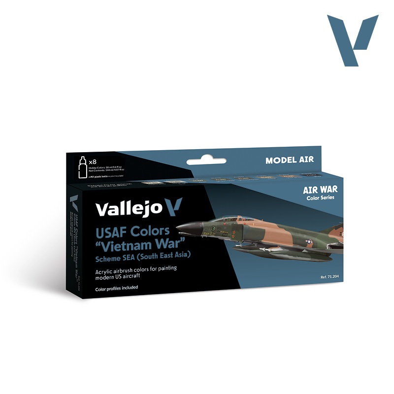 Model Air Paint Set - Vallejo 8x17ml Colour Set - USAF Colors Vietnam War Scheme