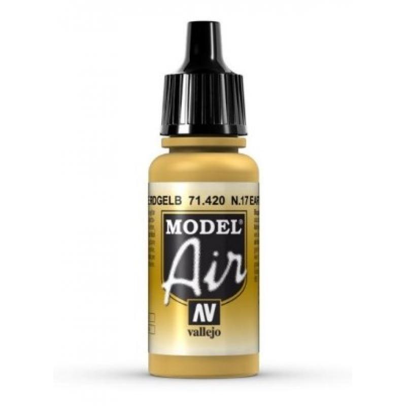 Model Air Acrylic Paint - Vallejo 17ml - No17 Earth Yellow 71420