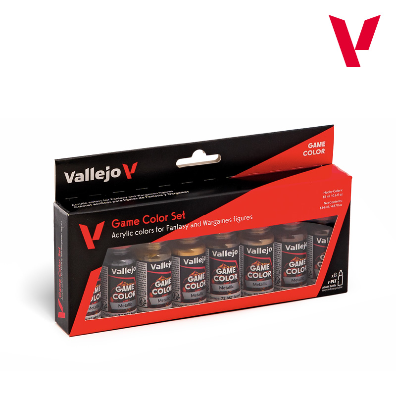 Game Color Paint Set - Vallejo 8x17ml Colour Set - Metallic Colors 72303