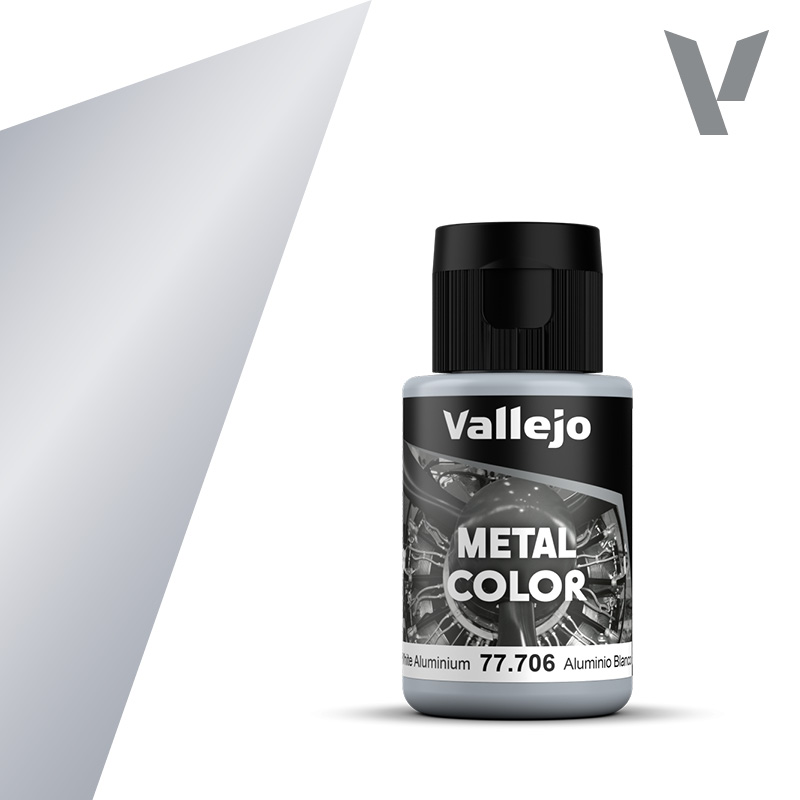 Metal Color Acrylic Airbrush - Vallejo 32ml - White Aluminium 77706