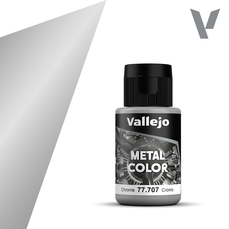 Metal Color Acrylic Airbrush - Vallejo 32ml - Chrome 77707