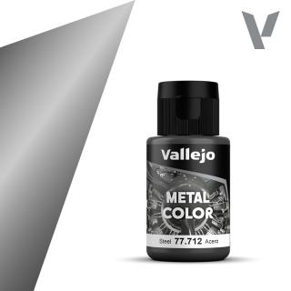 Metal Color Acrylic Airbrush - Vallejo 32ml - Steel 77712