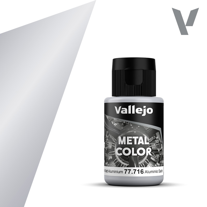 Metal Color Acrylic Airbrush - Vallejo 32ml - Semi Matte Aluminium 77716