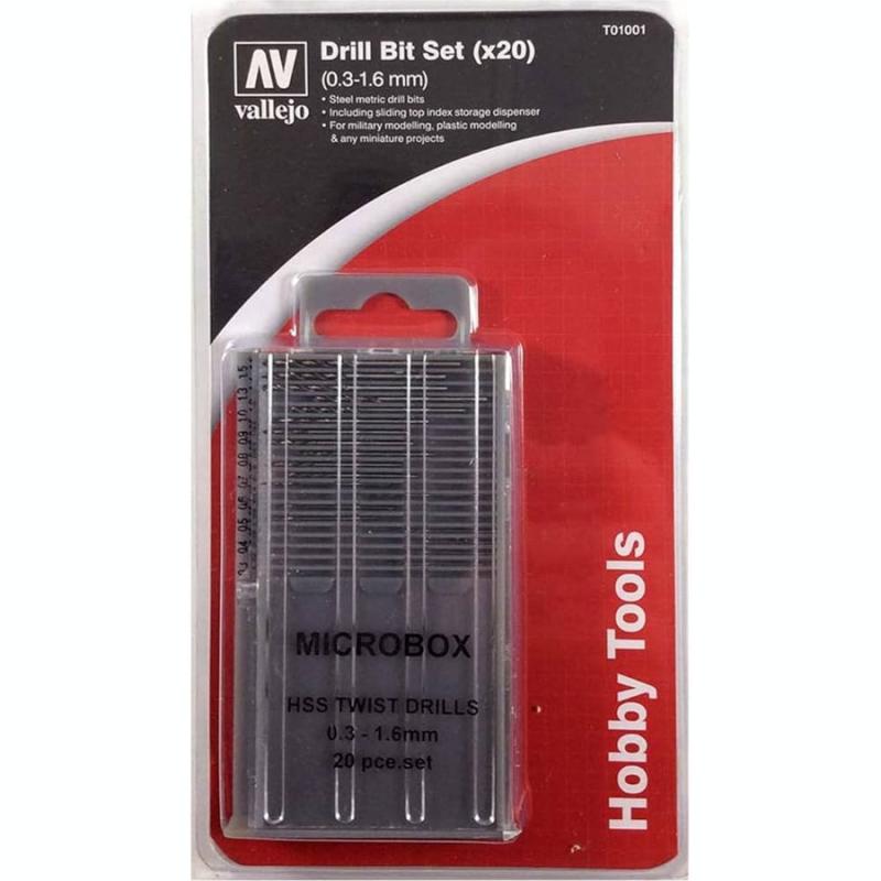 Microbox Drill Set - Vallejo Set of 20 - 0.3-1.6mm T01001