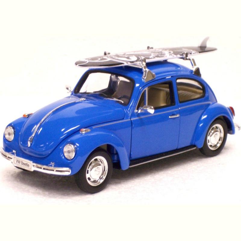 1:24 Welly - Volkswagen Beetle Blue με Σανίδα Surf
