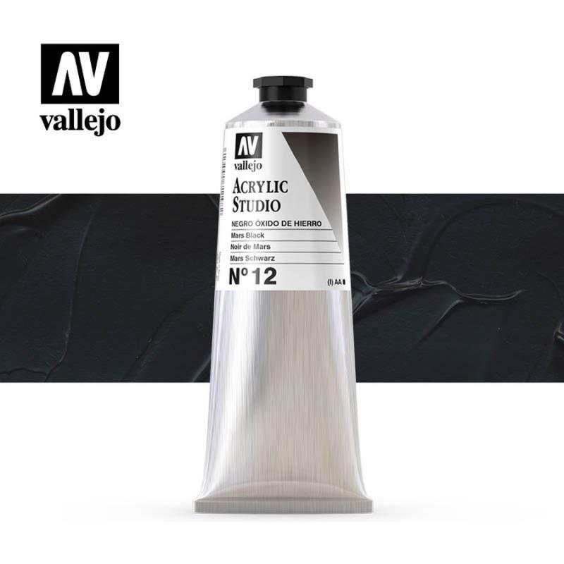 Acrylic Studio Paint Tube - Vallejo 58ml - Mars Black 21012