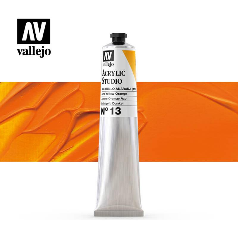 Acrylic Studio Paint Tube - Vallejo 58ml - Αzo Yellow Orange 21013